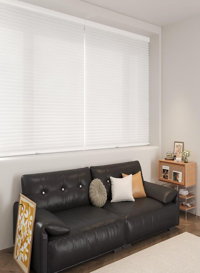 MYshade Cordless Cellular Window Shades Light Filtering Blinds for Indoor Windows 1.5 inch Honeycomb Cell Sheer Fabric Accordion Pull Down Blinds Easy Lift Easy to Install, Size 24" W X 72" H (White) - Image 2